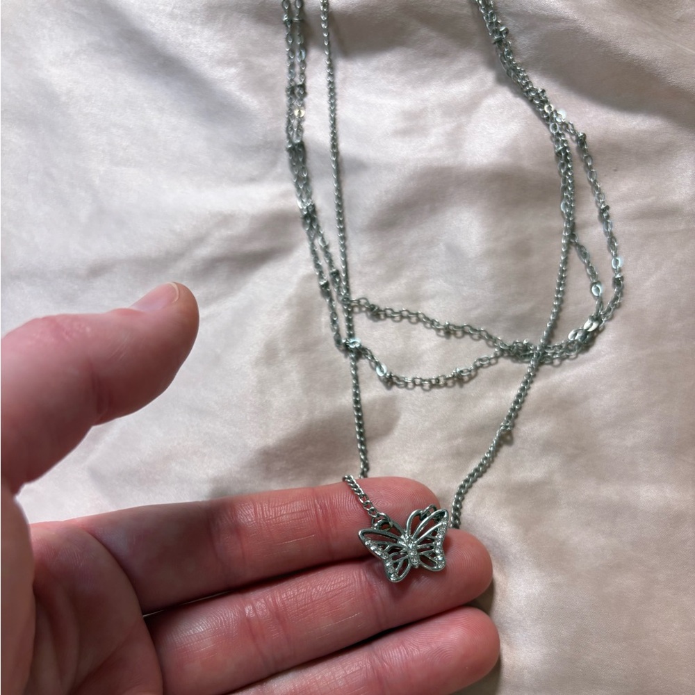 Elegant Silver Butterfly Pendant Necklace